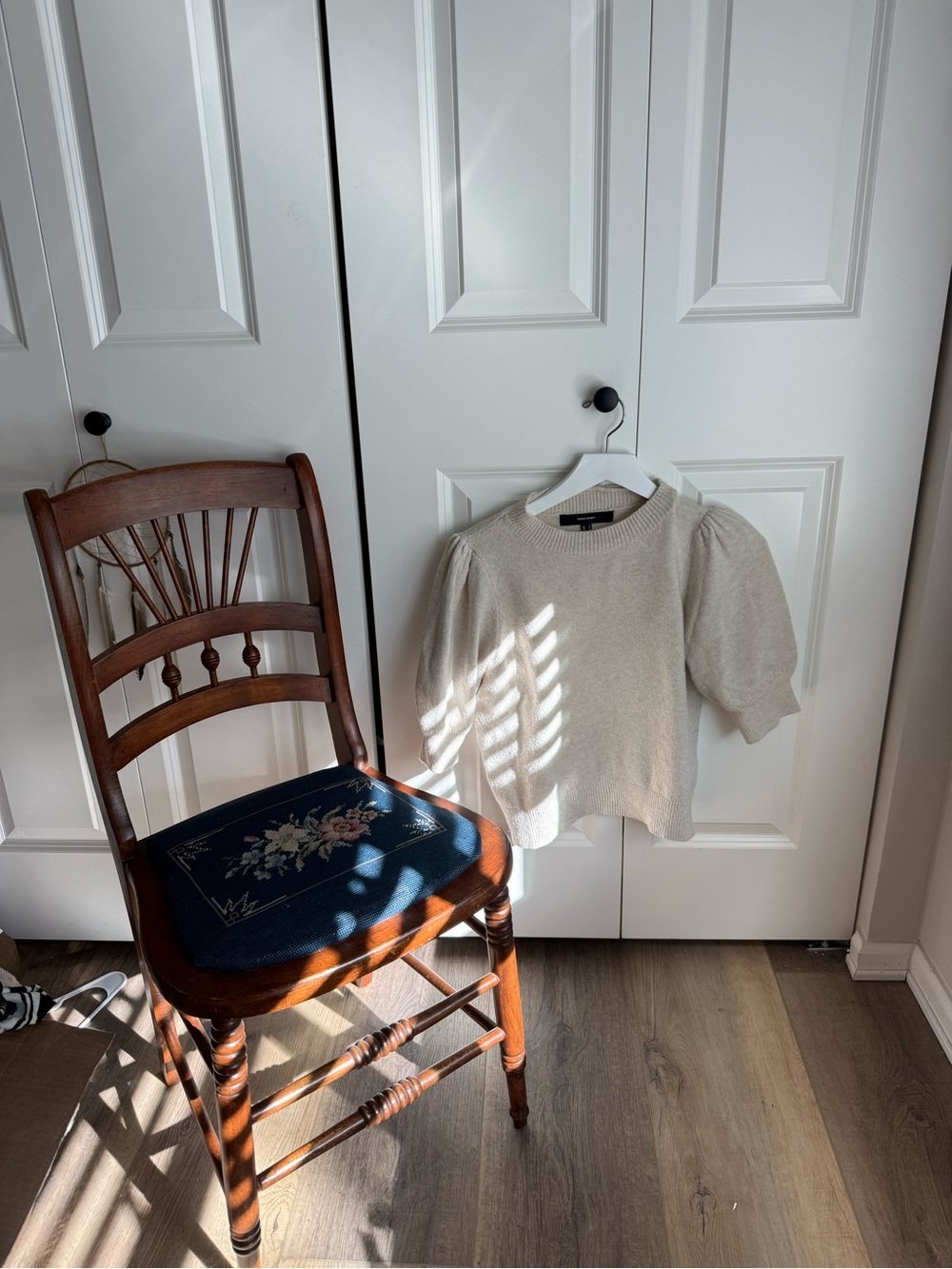 Vero Moda Cream Puff-Sleeve Knit Crewneck